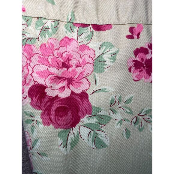 1‎ Laura Ashley Lifestyles Blouson Valance Yellow Coral Roses Cotton Country - Picture 2 of 4